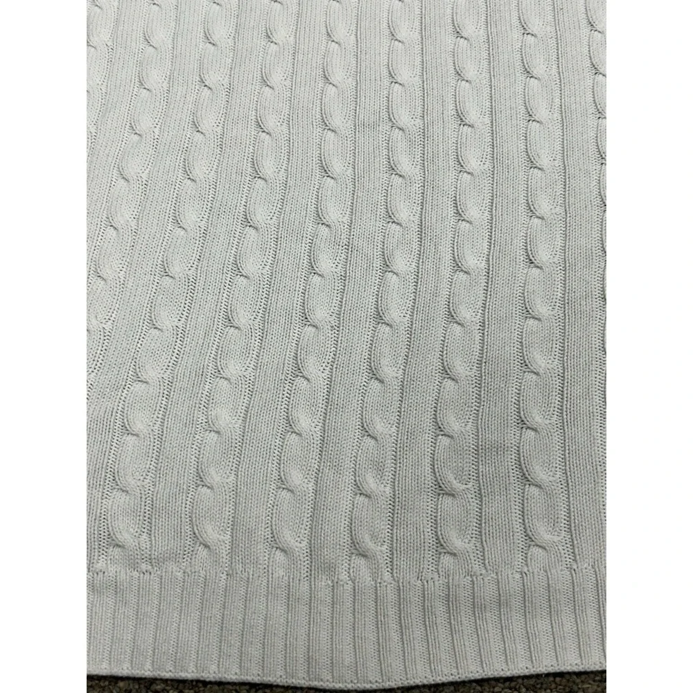 Ralph Lauren Lauren RLL Cable Knit Cotton Throw Cozy Blanket Ivory Cream 50x62